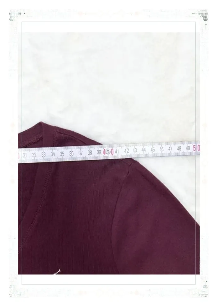 T-shirt manches longues Ralph Lauren femme coton rouge bordeaux col V taille M - photo numéro 12