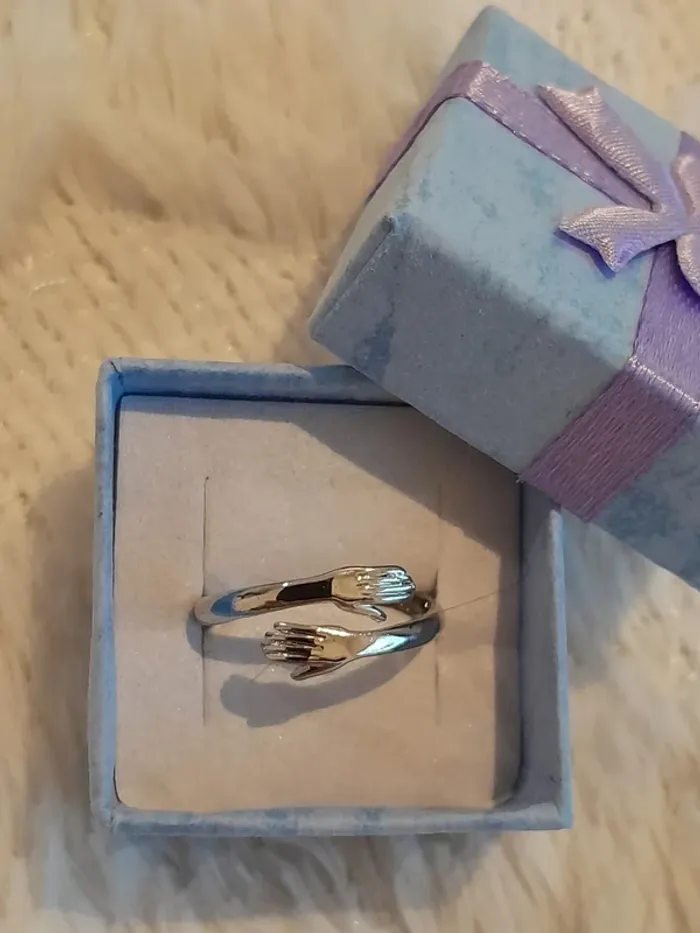 Bague "Amour, Amitié" argentée, réglable