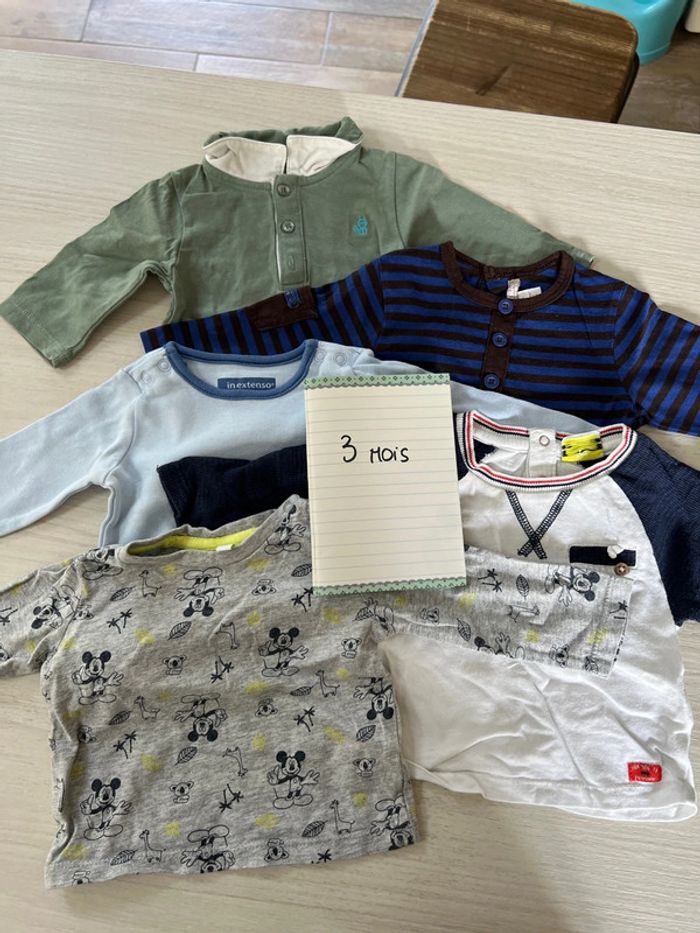Lot 5 t-shirt manches longues 3 mois