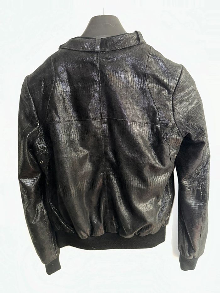 Veste en cuir noire effet brillant écaille NAFNAF 36 - photo numéro 2