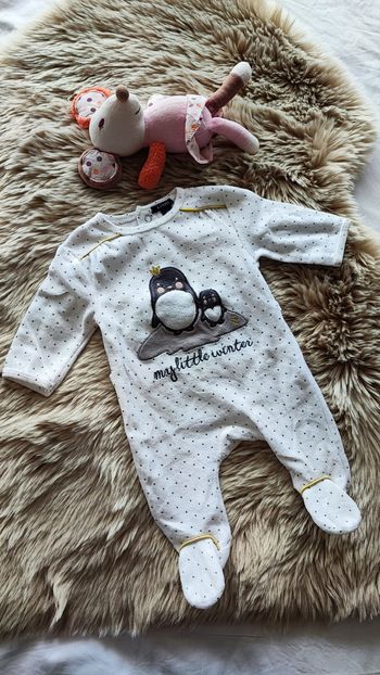 Pyjama chaud blanc pingouin Kiabi 1 mois