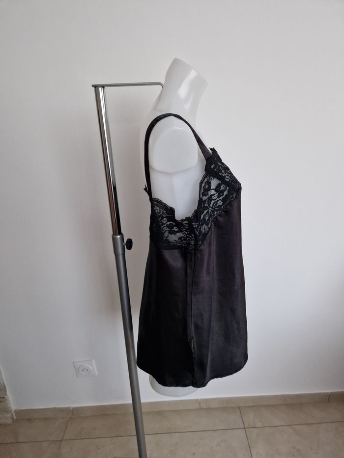 Débardeur noir effet satiné avec dentelle Bleu Bonheur - photo numéro 5