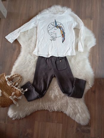 Ensemble fille Zara 💖 haut + legging côtelé 3/4 ans