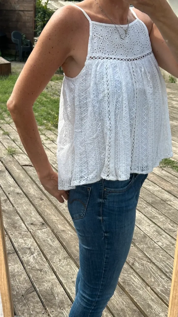 Top Bretelle Mango Blanc - photo numéro 2