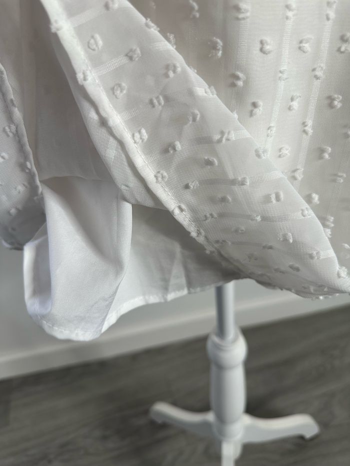 Blouse blanche plumetis et froufrous T40 L - photo numéro 3