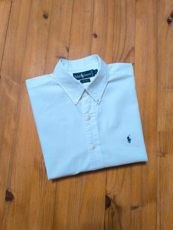 Chemise Manches longues - Ralph Lauren - Blaire - Logo brodé marine - Blanc - Taille L