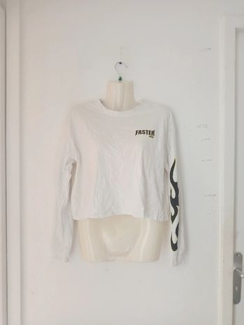 Sweat-shirt court crop top femme