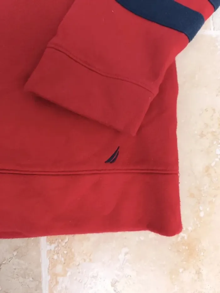 Sweat capuche rouge et marine Homme M Nautica - photo numéro 3