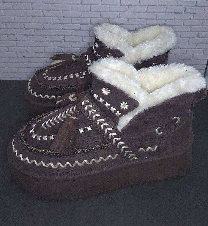 Boots d'hiver marron bottines basses tendances - Taille 40 - Neuves