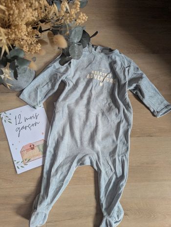 Pyjama velours bleu clair Kiabi