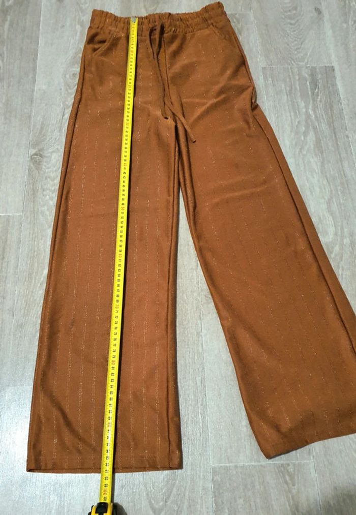 Pontalon marron taille élastique s/m à jambes larges - photo numéro 7