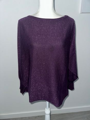 Pull oversize violet pailleté Vintage T42 XL