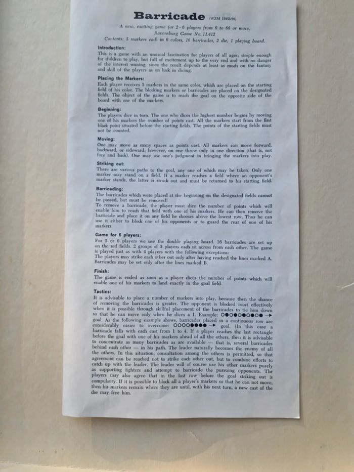 Jeu Barricade/ Speil Das Malefizspiel Barricade Ravensbuger 1971 - photo numéro 10