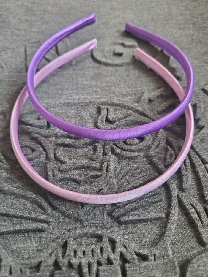 🌴 Lot de 2 serre tete 1 mauve 1 violet effet satin - photo numéro 3