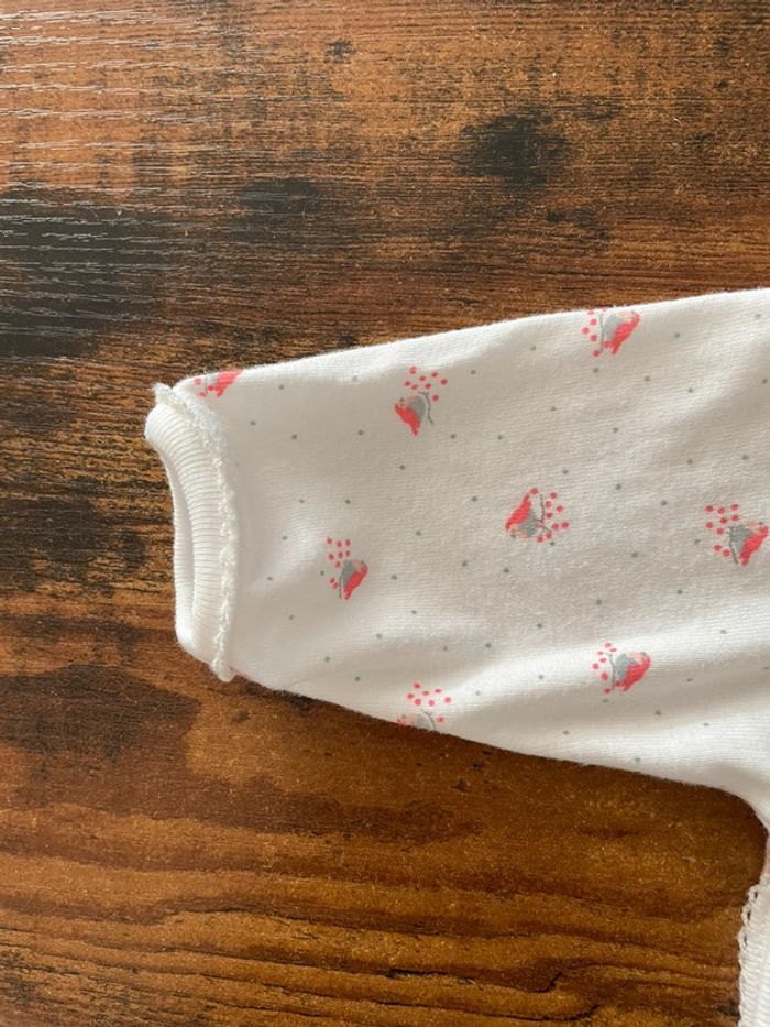 Adorable pyjama manches longues en coton avec rouge gorge - photo numéro 2