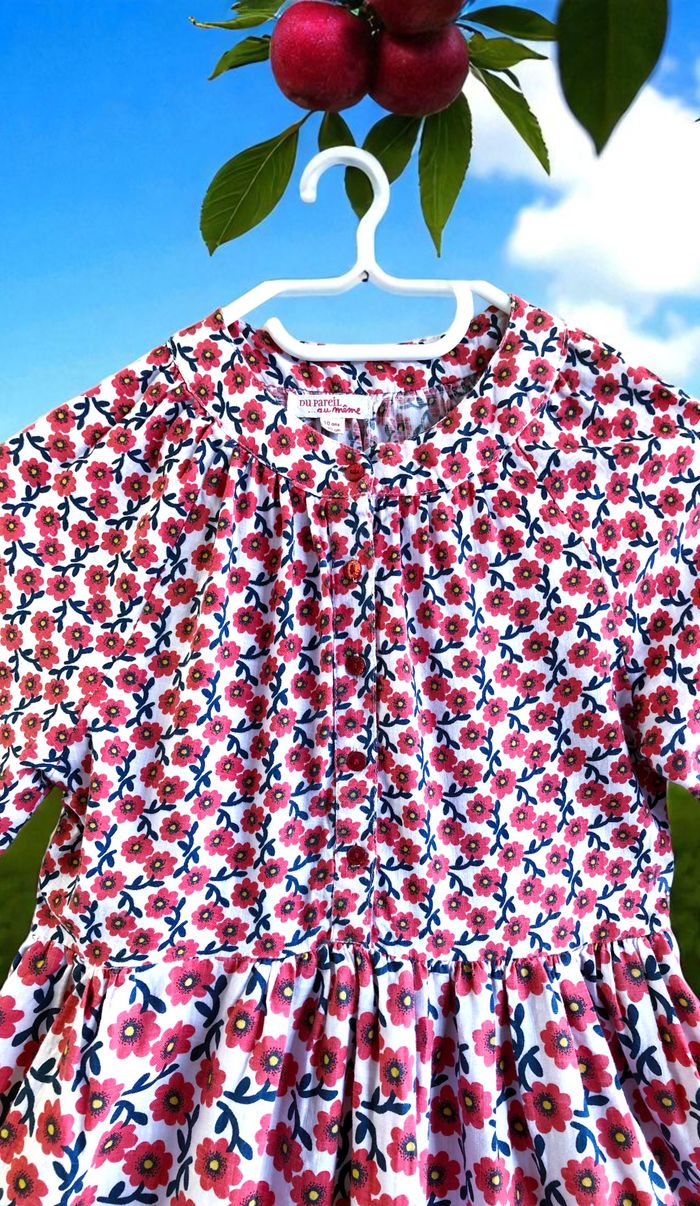 DPAM - ROBE FILLE MOTIF FLEURS, BAS ÉVASÉ AVEC VOLANT & TEINTES LUMINEUSES 10A - photo numéro 6