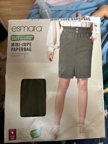 Mini jupe paperbag kaki