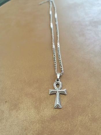 Collier et pendentif spirituel croix égyptienne d ankh argenté