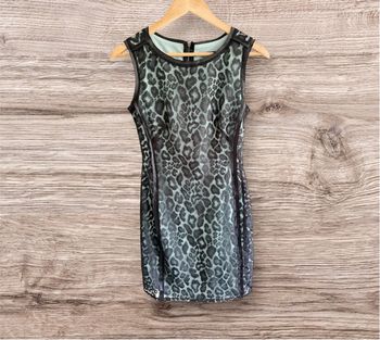 Robe chic moulante noir turquoise mango taille 36 S