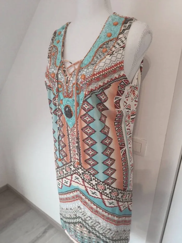 🌺 Robe K Design ethnique colorée – Taille L - photo numéro 2