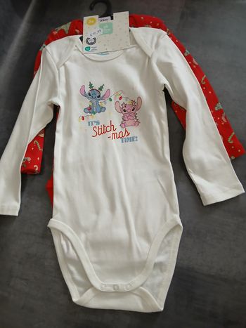 lot de deux bodies manches longues fille stitch disney 23 mois 