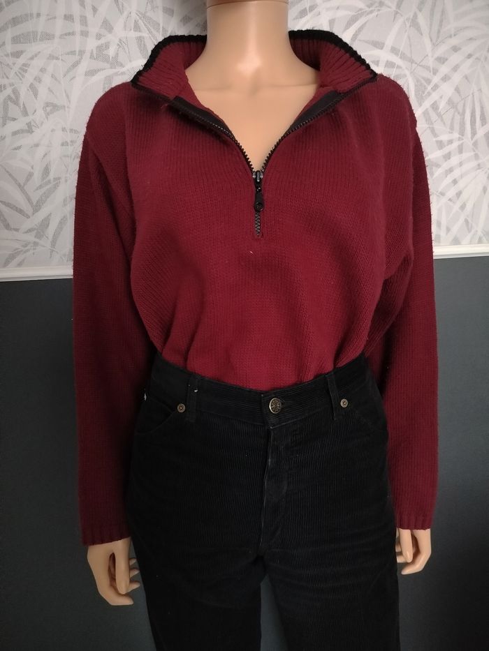 Pull col zippée vintage bordeaux/ prune T42/44 N*482