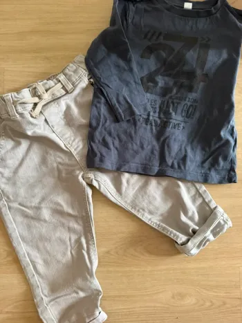 Ensemble T-shirt manches longues et pantalon en sergé - 18/24 mois