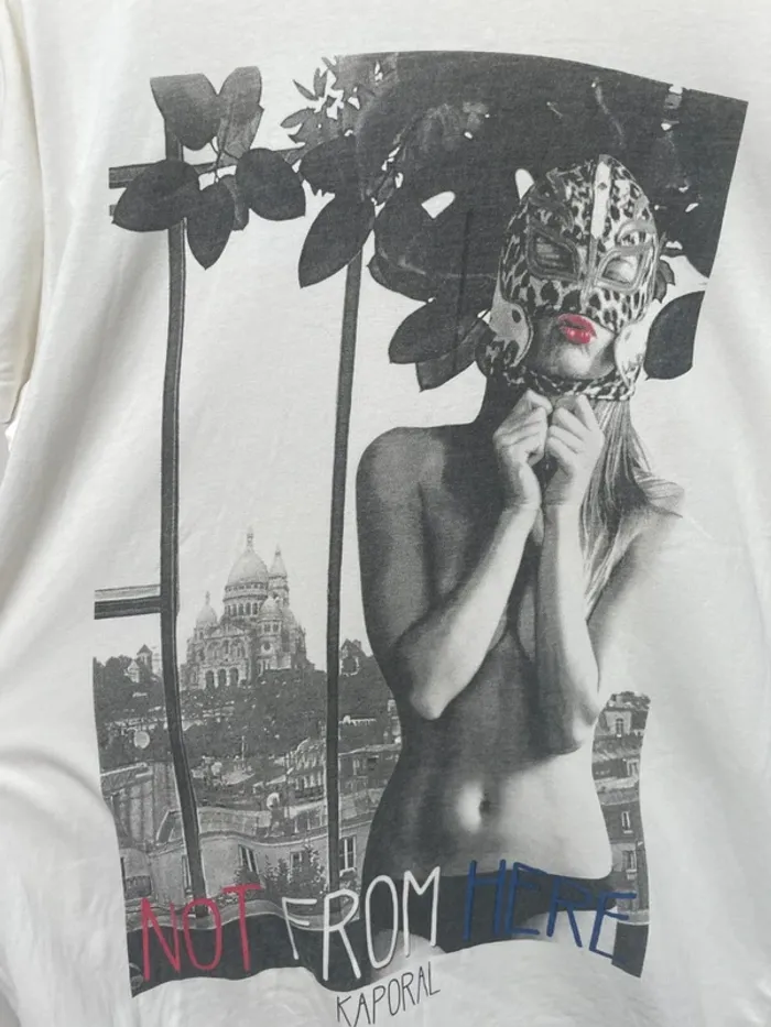 T-shirt white Paris Kaporal Mens Size Large - photo numéro 2