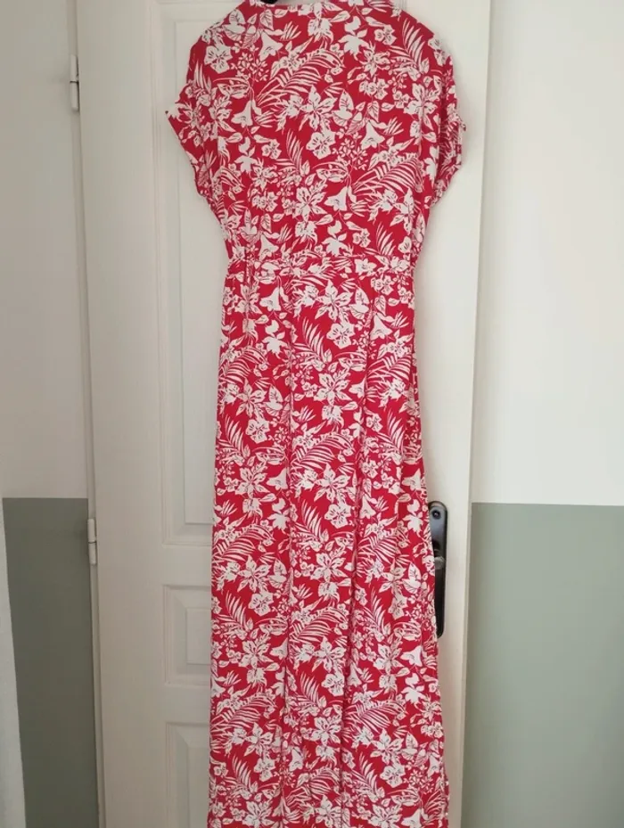Robe longue rouge à fleurs Eléonore promod S - photo numéro 2