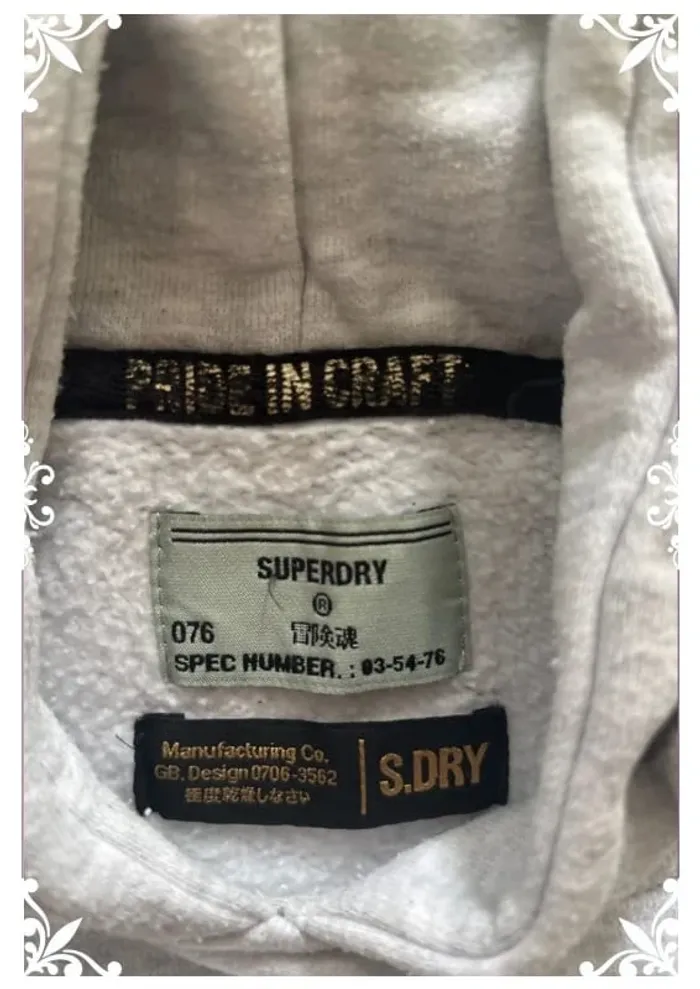 Sweet à capuche taille 44 superdry gris clair - photo numéro 5