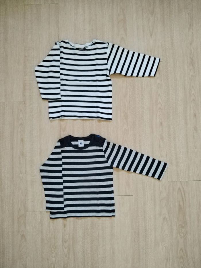 Lot 2 t-shirts manches longues rayés 2 ans