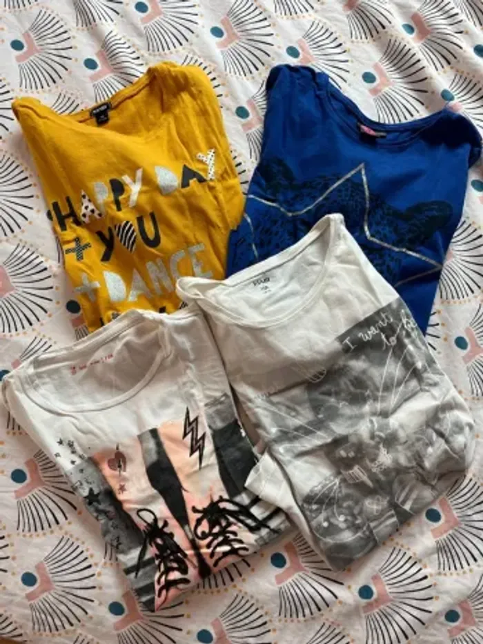 Lot 4 t-shirts manches longues fille 10 ans – Kiabi & Gémo