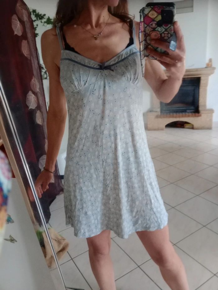 Nuisette M gris bleuté motifs gouttelettes c84 - photo numéro 2