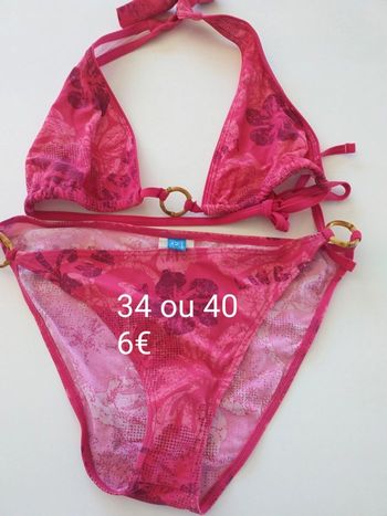Maillot de bain rose fleuri 40