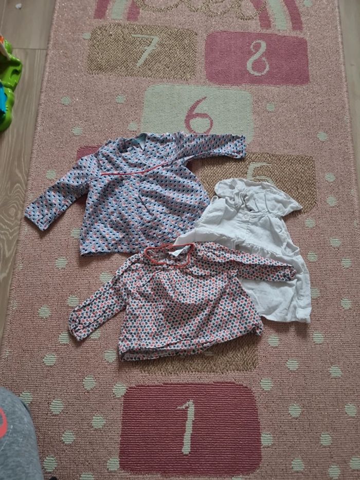 Lot 3 blouses bébé fille 6 mois