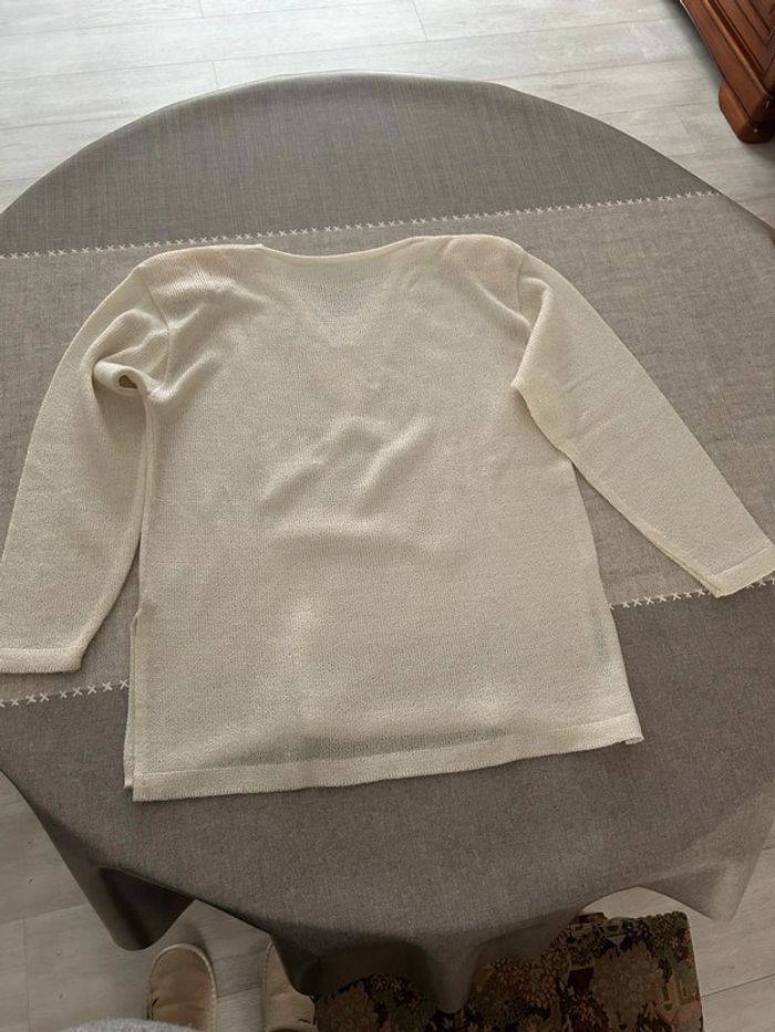 Pull blanc à broderies taille 46 - photo numéro 4