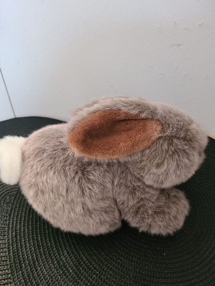 Peluche lapin gris marron oreilles baissées - photo numéro 4