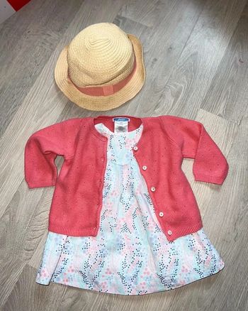 Ensemble 6 mois liberty jacadi robe gilet chapeau tex ete