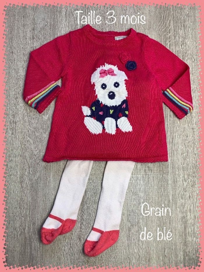 Ensemble robe pull et collant - taille 3 mois