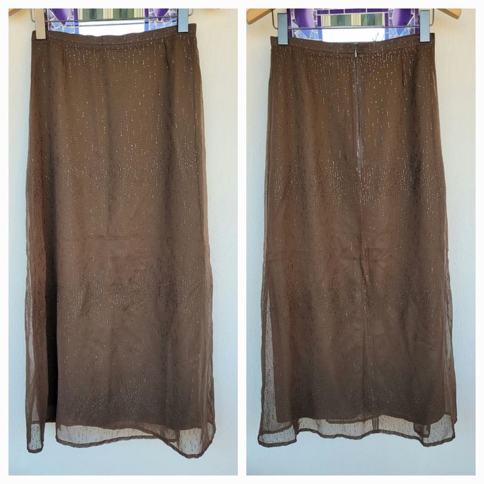 Bandolera Jupe TFr36 -Longue -Voile Kaki avec Paillettes et Doubĺée en TBE - photo numéro 3