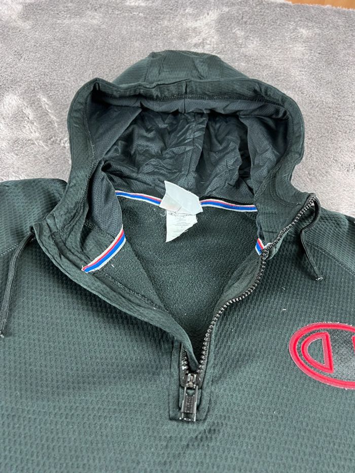 Sweat Capuche Champion Vintage Noir – Taille L – Logo Brodé Rouge - photo numéro 12