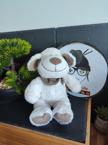 doudou peluche mouton tex baby marron blanc bandana ours  DD003368