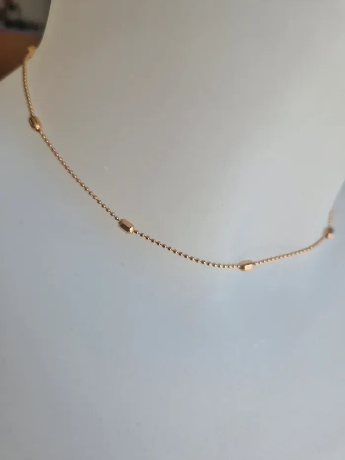 Collier fantaisie doré perles allongées - photo numéro 2