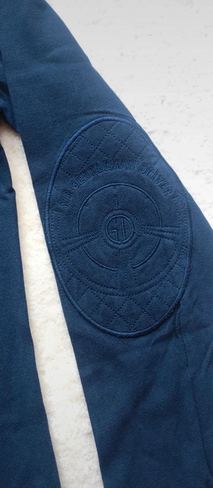 Magnifique polo manches longues Sir Gentleman Driver bleu marine et rouge, col mao, taille L - photo numéro 6
