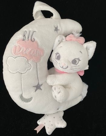 B5892❤️Peluche doudou Chat marie Musical blanc rose Disney