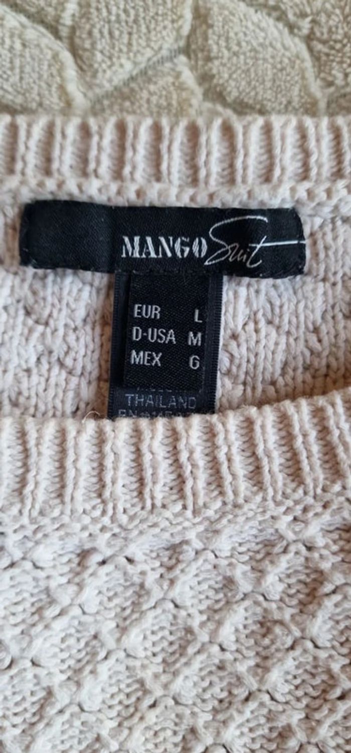 Pull en maille Mango beige manches 3/4 taille L ou 40 - photo numéro 3