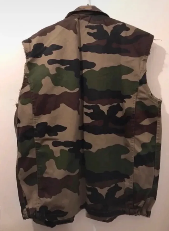 Veste unisexe militaire avec des poches sans manches noir kaki taille unique - photo numéro 2