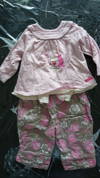 Ensemble molletonné fille 6 mois
