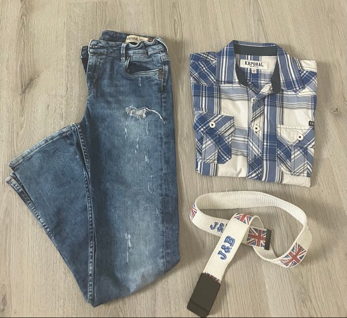 Ensemble Kaporal jean + chemise 10 ans