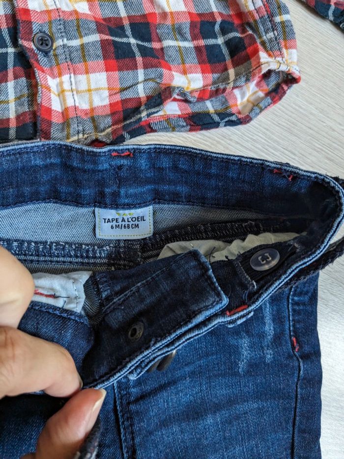 Ensemble bébé Garçon 6 mois jean et chemise - photo numéro 4
